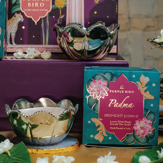 Purple Bird 'Padma' Silver Plated Candle (Midnight Jasmine)