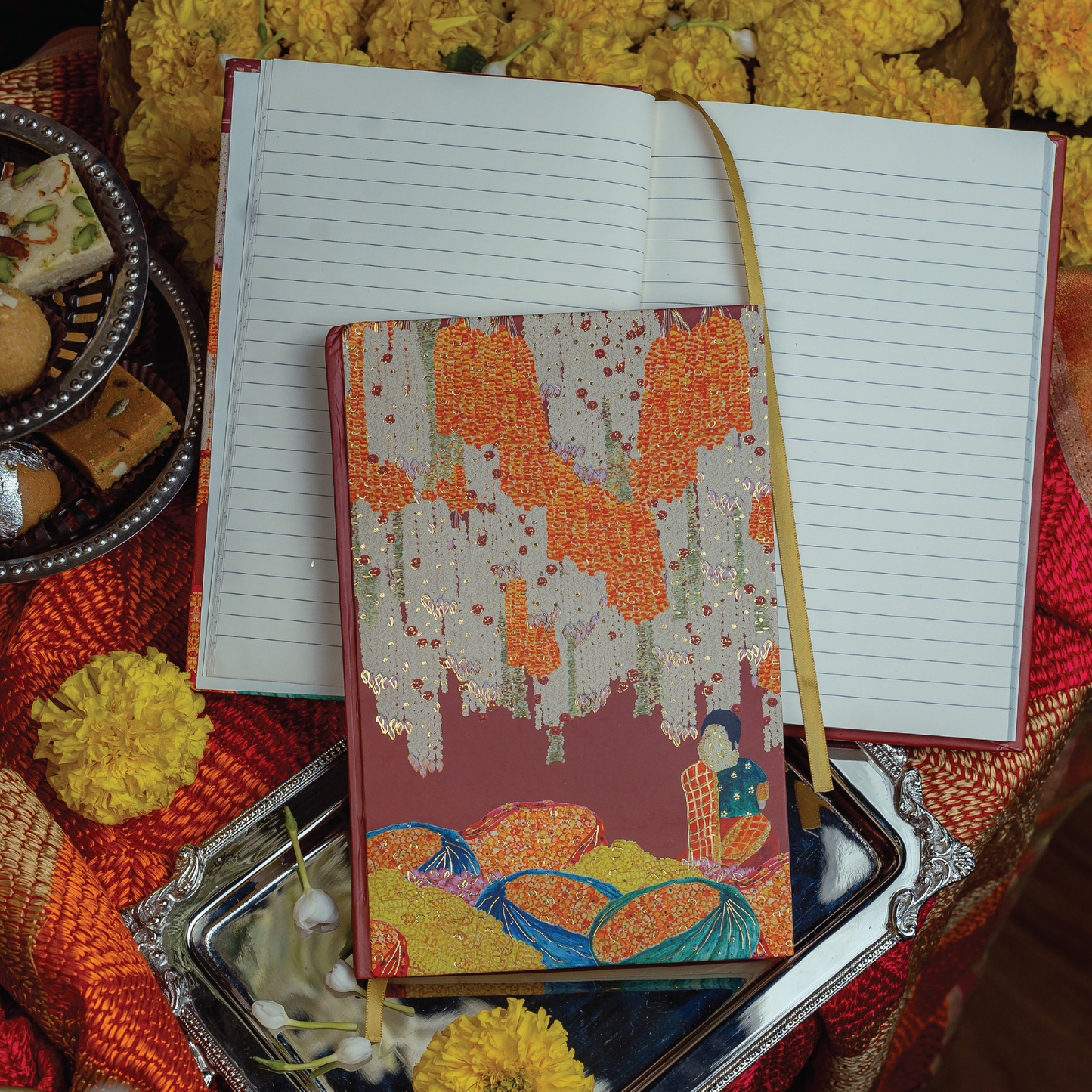 Purple Bird 'Phool Mandi' Hardbound Notebook