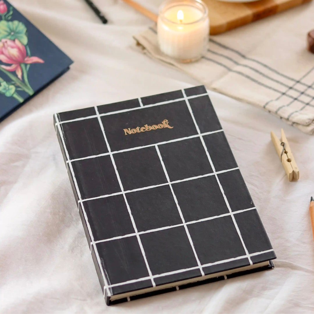 Roohani Rang Ruled Journal (Plaid Black)