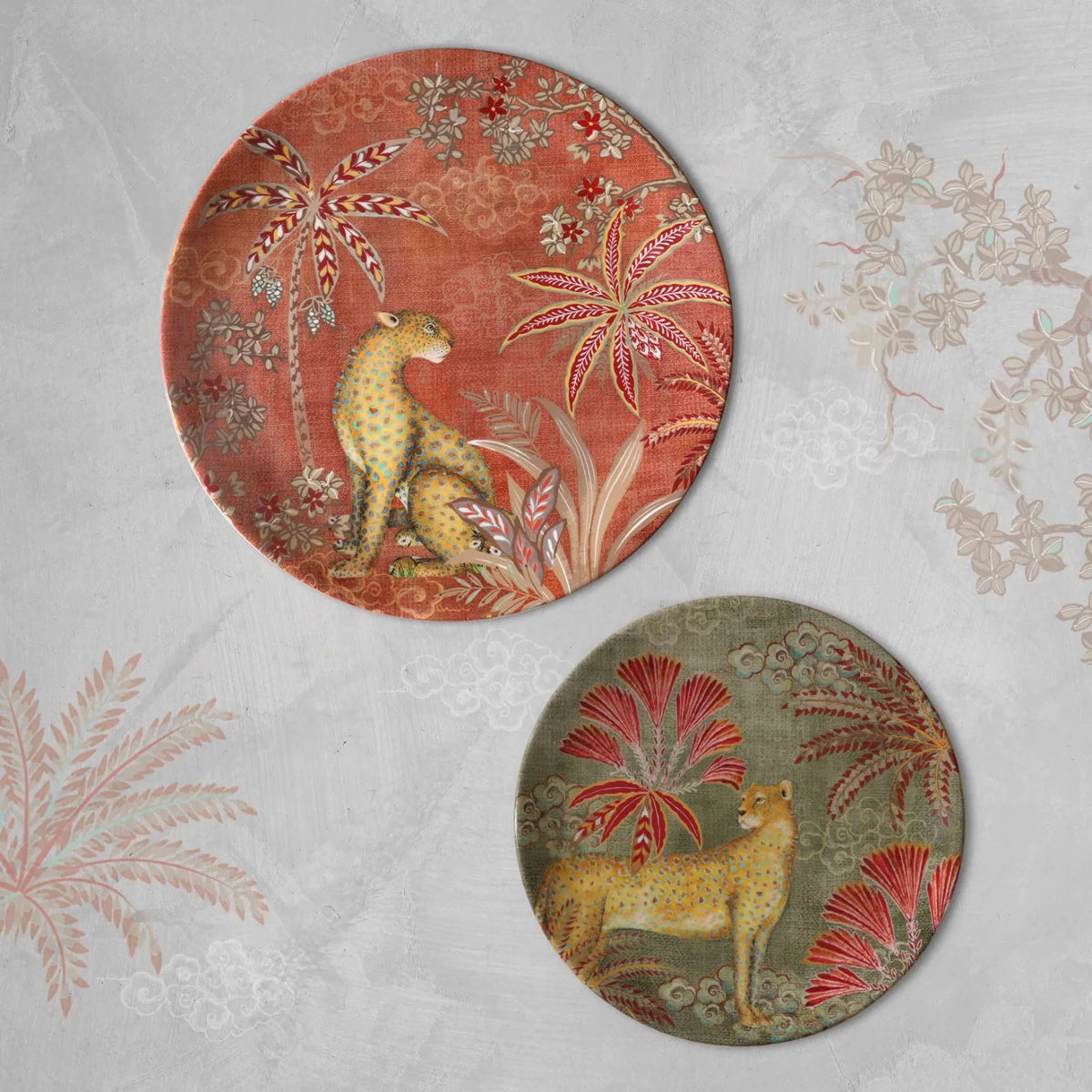 Kainaat Vanya Leopard Wall Plate - Green