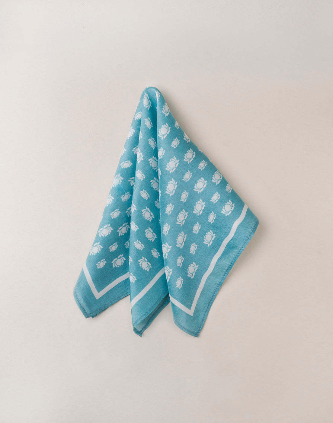 Khatu Teal Jaipur Lotus Pocket Square