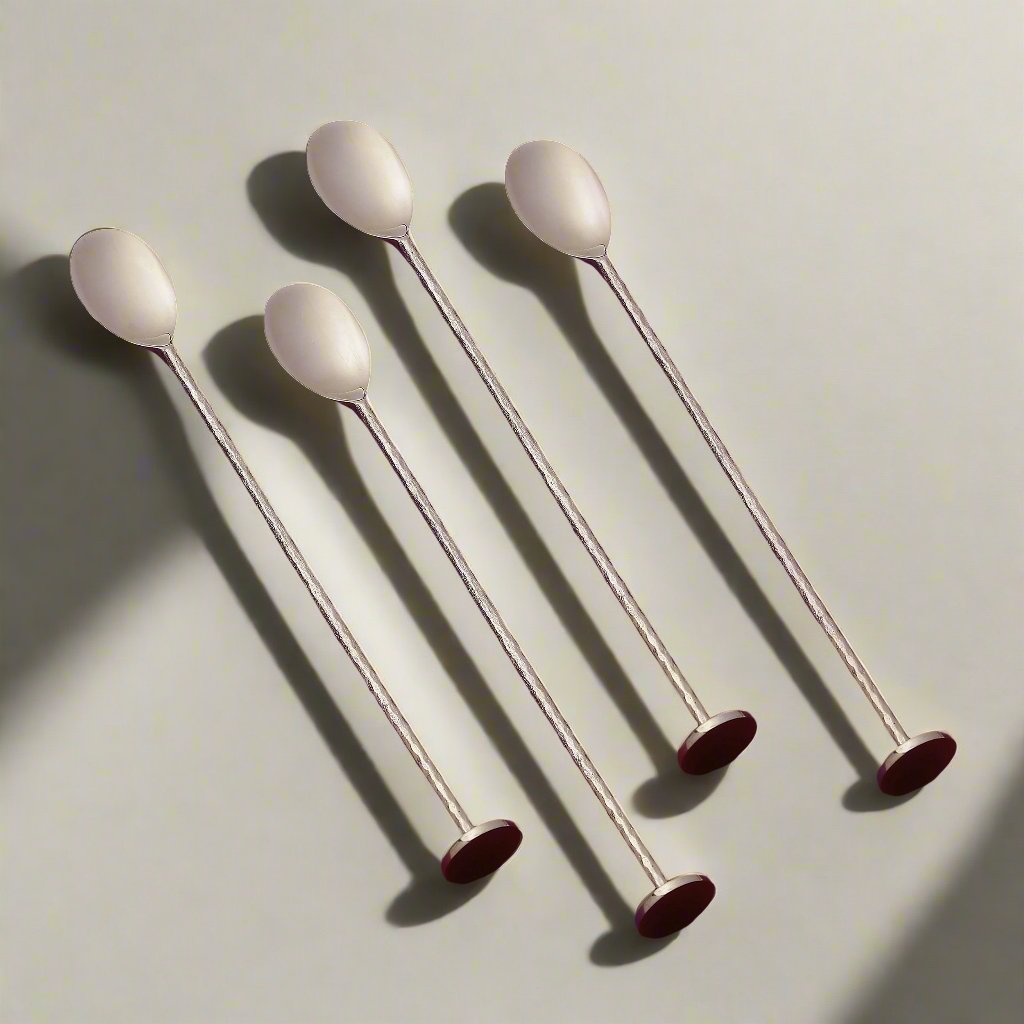 Purple Bird 'Utsav' Silver Plated Stirrer (Four Stirrers)