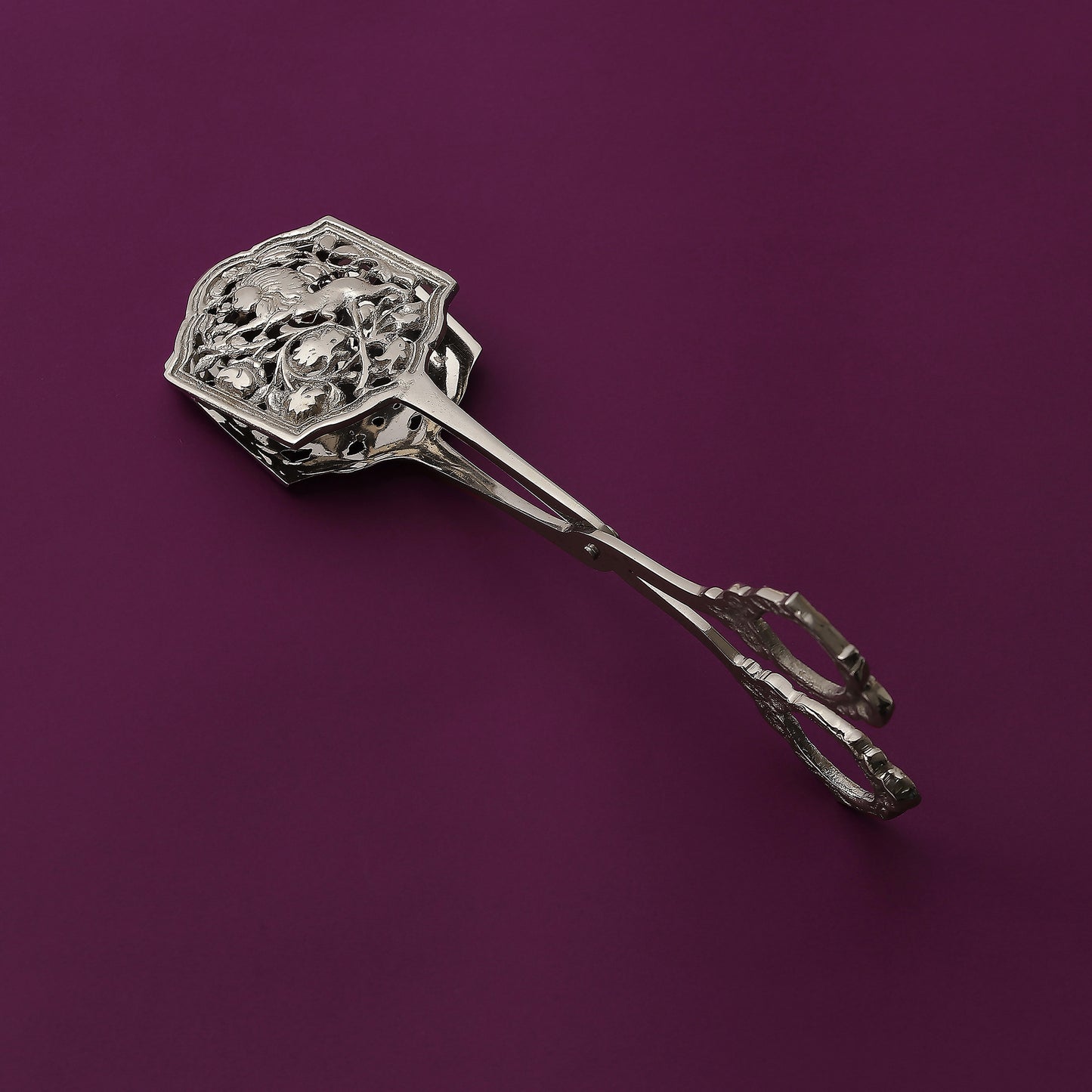 Purple Bird 'Jungle Raj' Silver Plated Filigree Tong