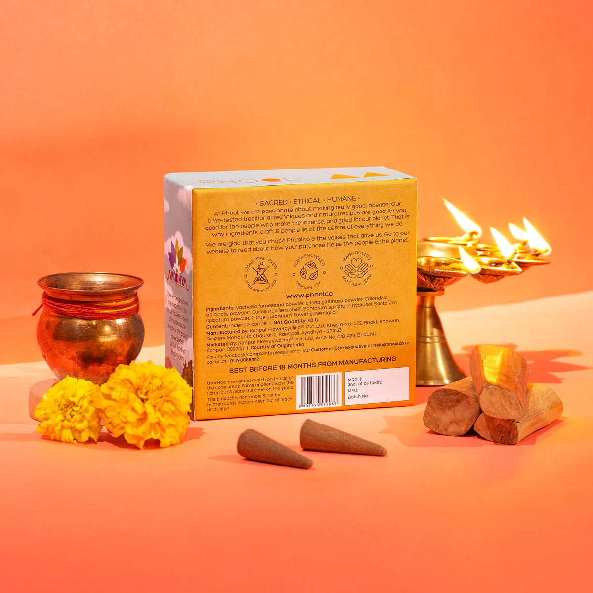 Phool Ayodhya Soumya Chandan Incense Cones (Pack of 5)