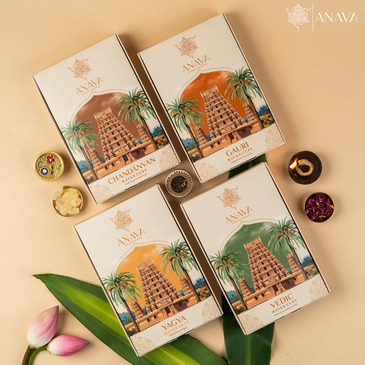 House of Anava Ritual Havan Cups Combo Pack-Sandalwood, Cow Dung, Guggal & Natural Herbal Blend
