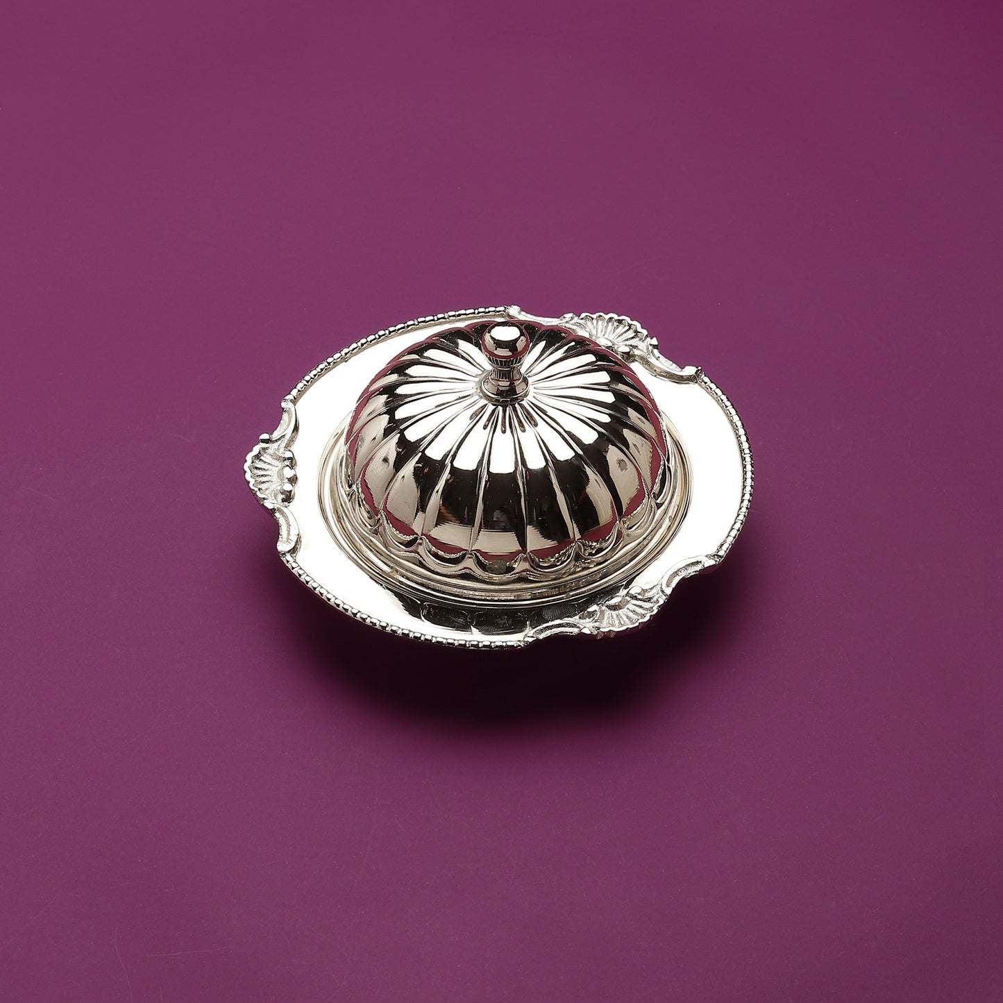 Purple Bird Silver Plated 'Maharani' Butter Dish