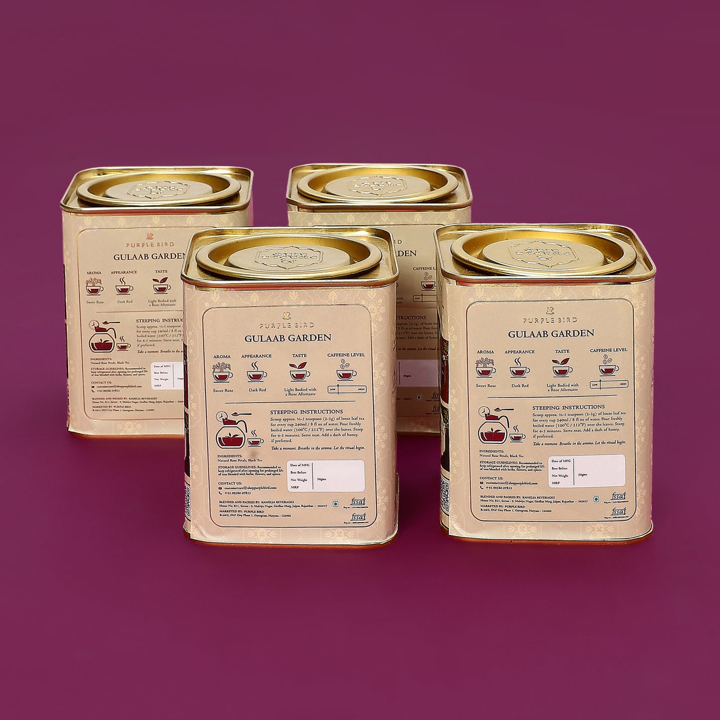 Purple Bird 'Gulaab Garden' Premium Rose Tea (50g Loose Leaf)