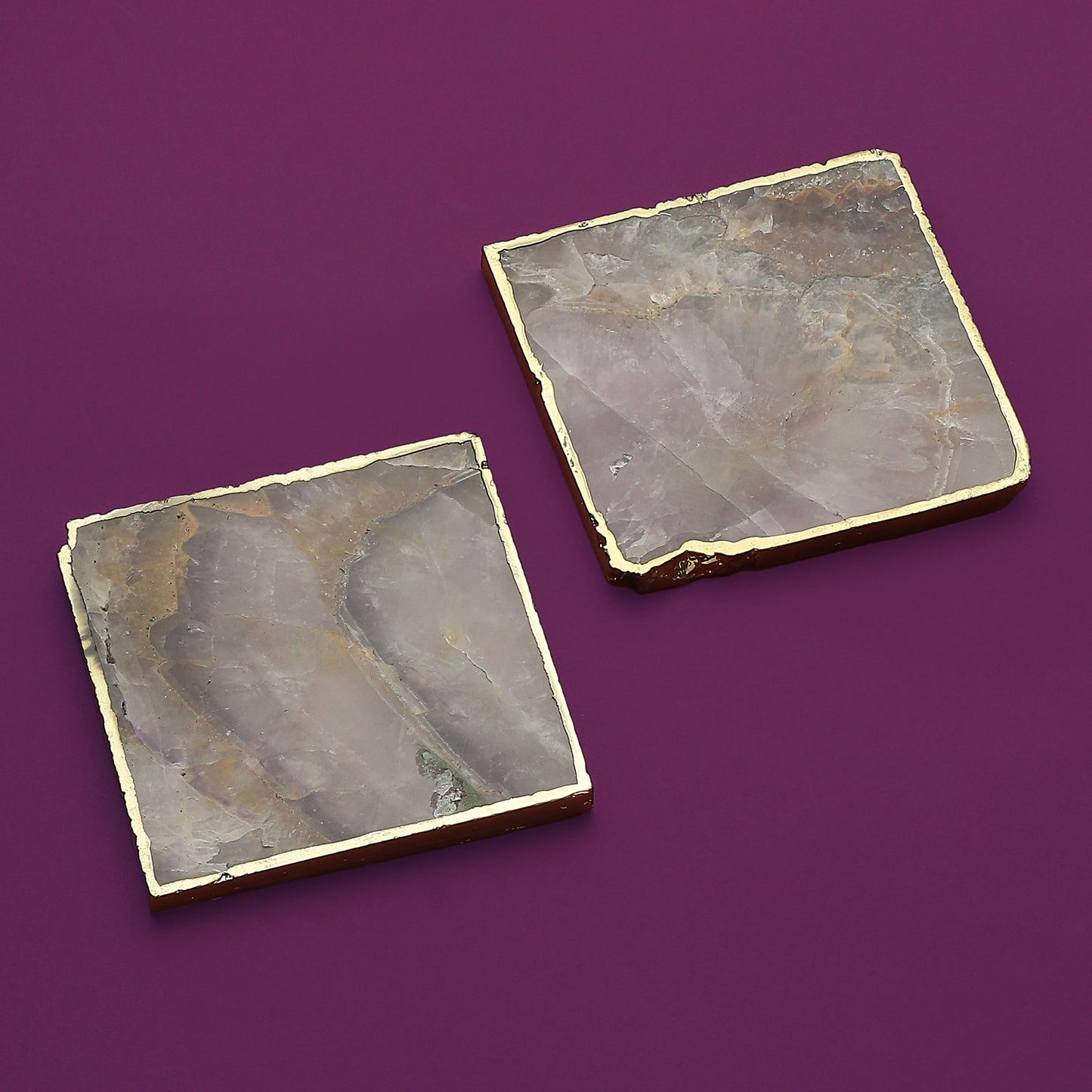 Purple Bird Amethyst Agate 'Riya' Coasters (Two Coasters)