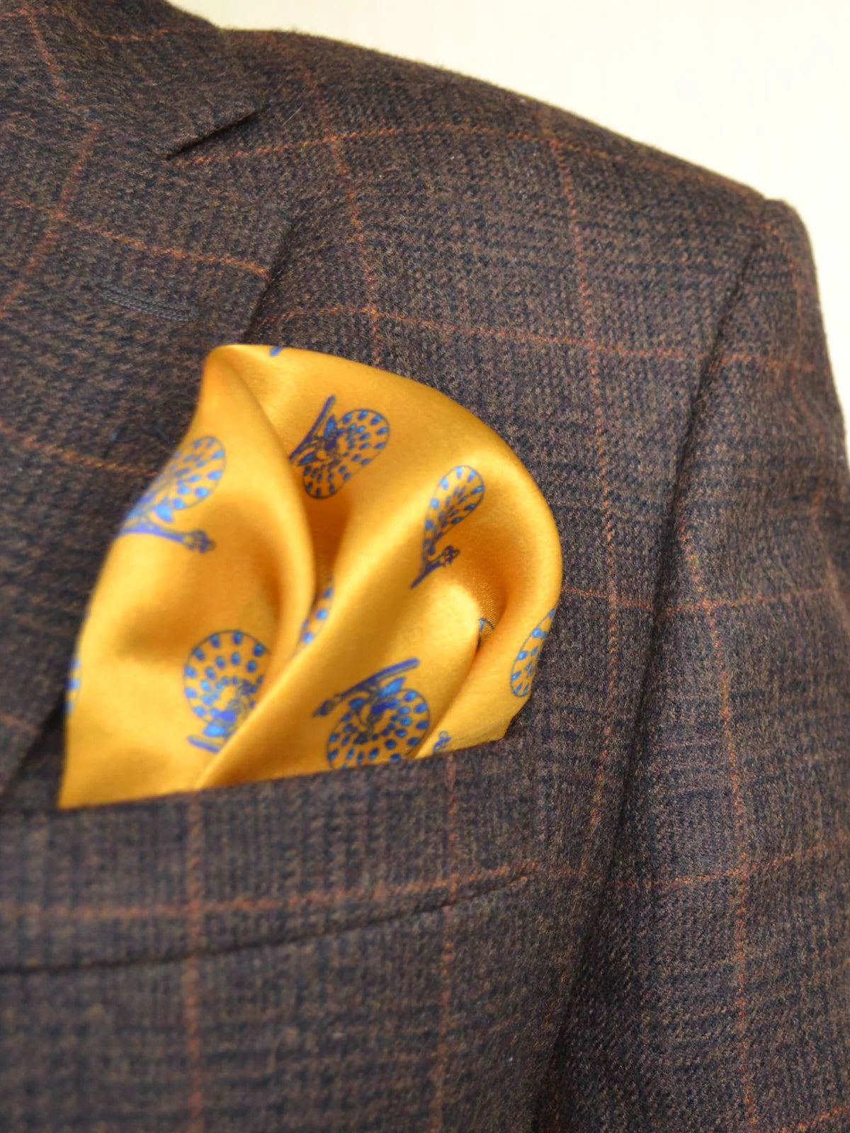 Khatu Yellow Peacock Pocket Square