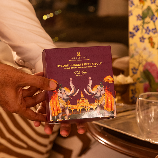 Purple Bird × Bili Hu Mysore Nuggets Extra Bold Arabica Coffee – Drip Bags (Set of 5) | Limited Edition