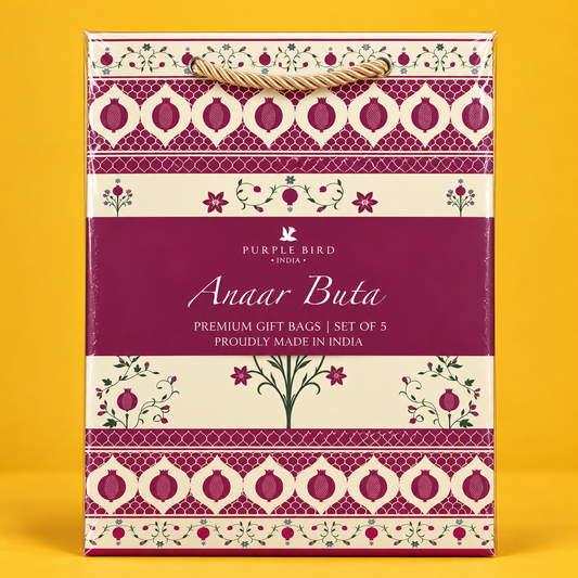 Purple Bird 'Anaar Baagh' Premium Medium Gift Bags (Pack of 5)