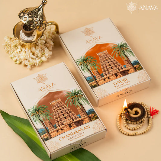 House of Anava Sacred Havan Cups Combo Pack-blended Sandalwood & Cow Dung