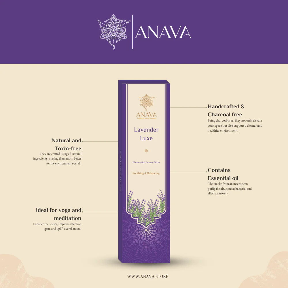 House of Anava Lavender Luxe Incense Sticks (Pack of 3)