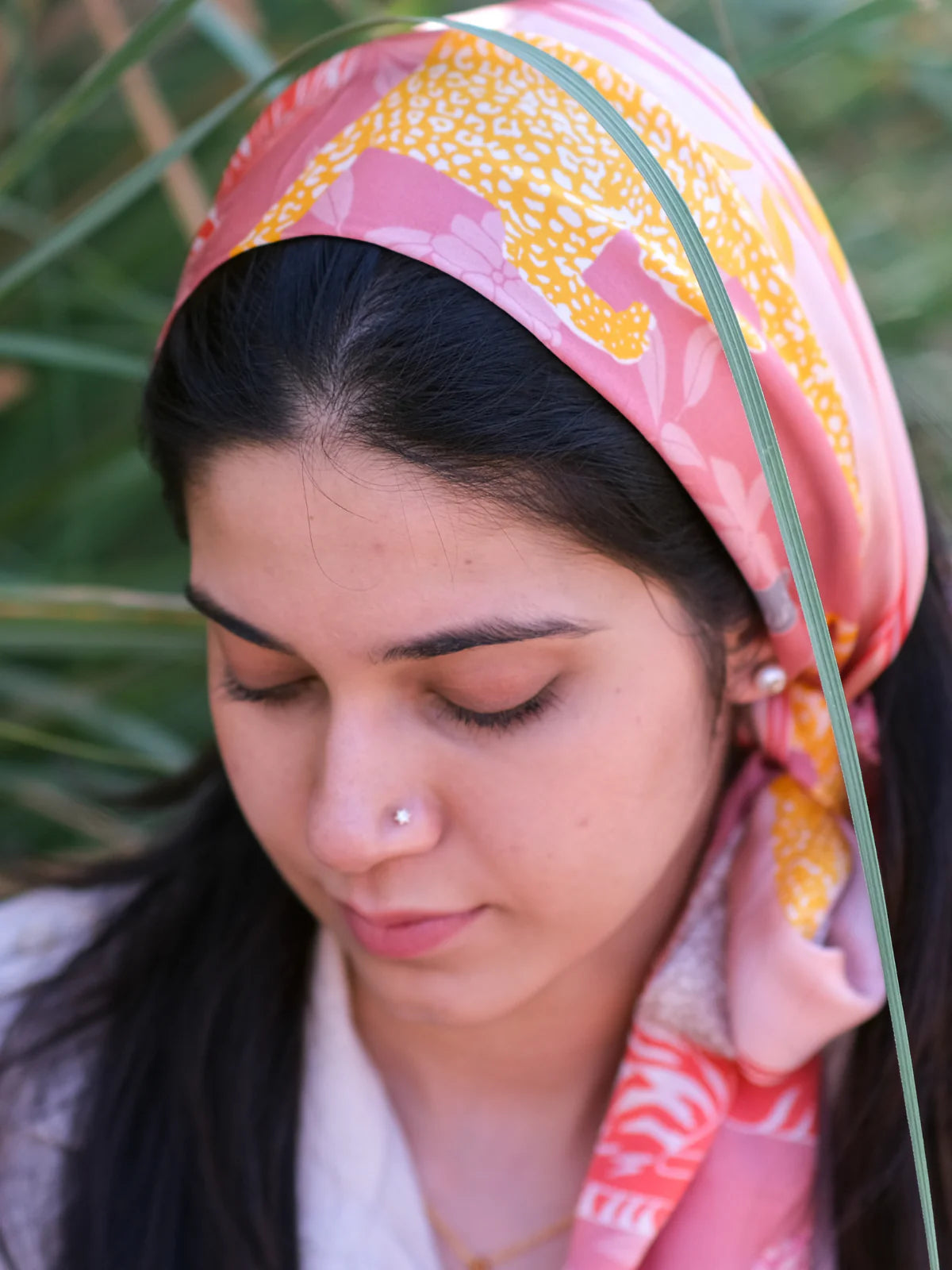 Khatu Pink and Yellow Wild Feline Scarf
