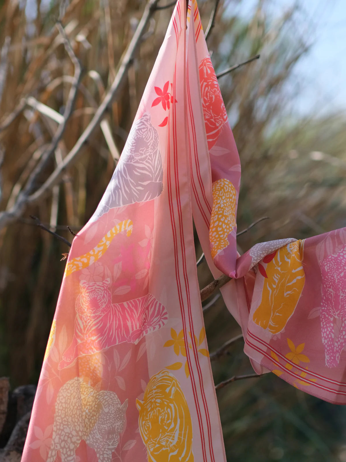 Khatu Pink and Yellow Wild Feline Scarf