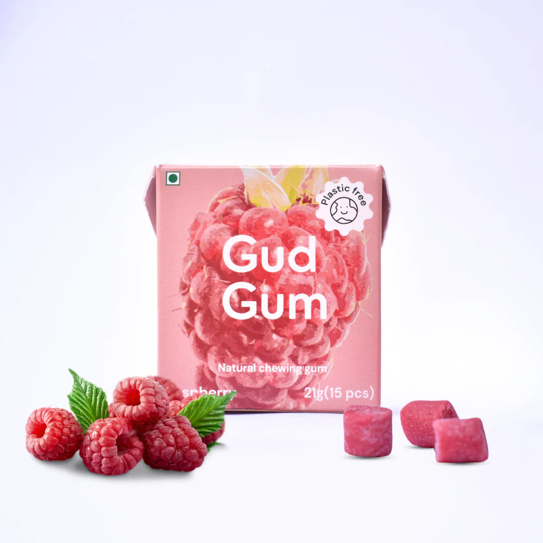 Gud Gum Rasberry Chewing Gum (Pack of 5)