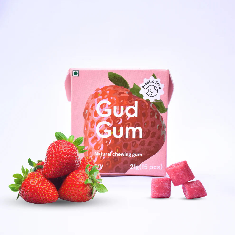 Gud Gum Strawberry Chewing Gum (Pack of 5)