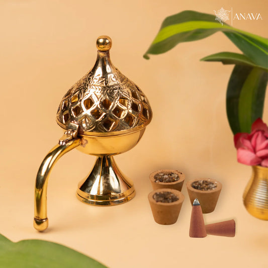 House of Anava Spiritual Brass Dhoop Burner