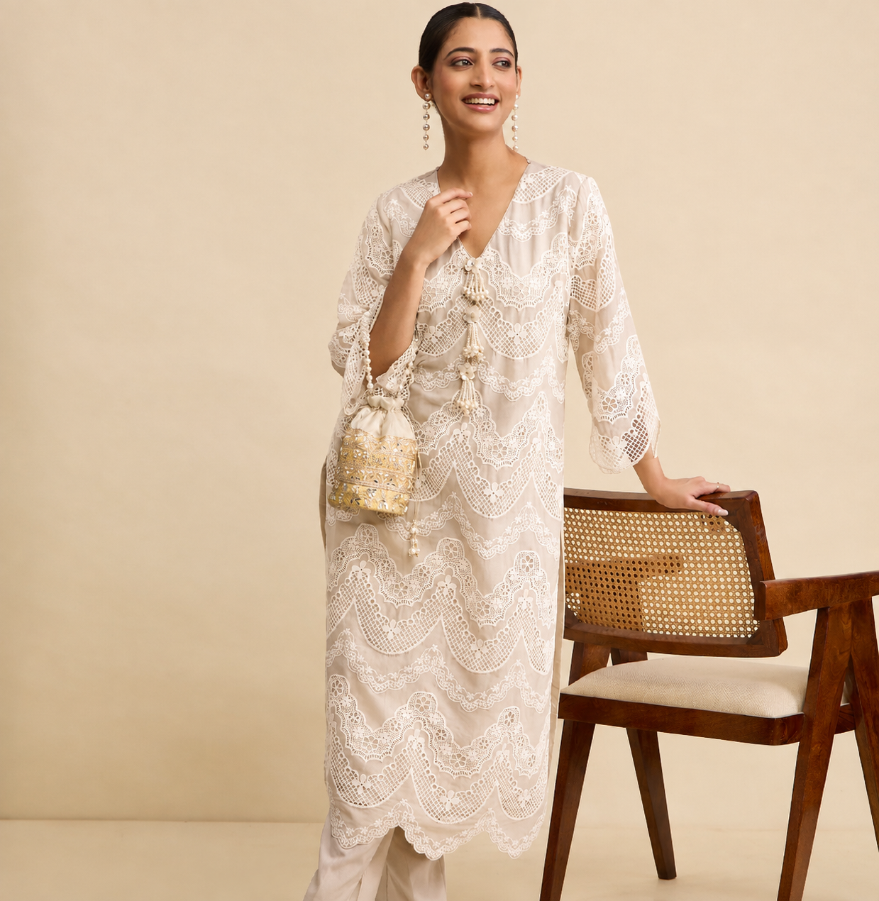 Bakul Kurta and Pant Set - Beige