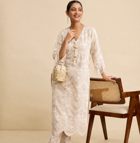 Bakul Kurta and Pant Set - Beige