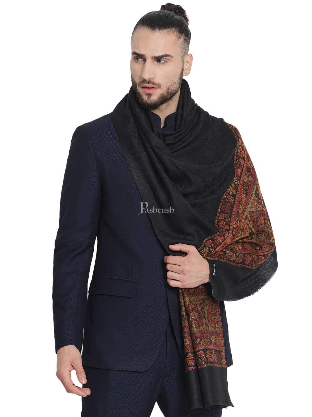 Pashtush Fine Wool Stole Tuscan Black