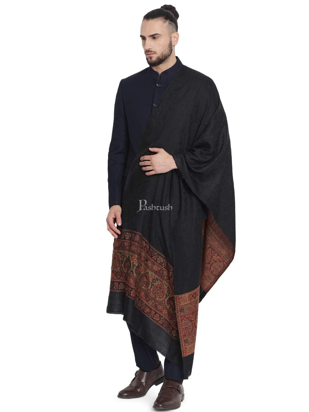 Pashtush Fine Wool Stole Tuscan Black