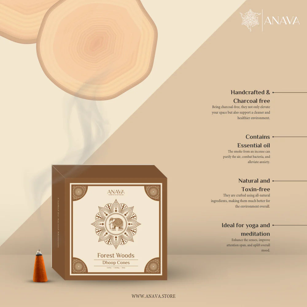 House of Anava Forest Woods Dhoop Cones (Pack of 3)