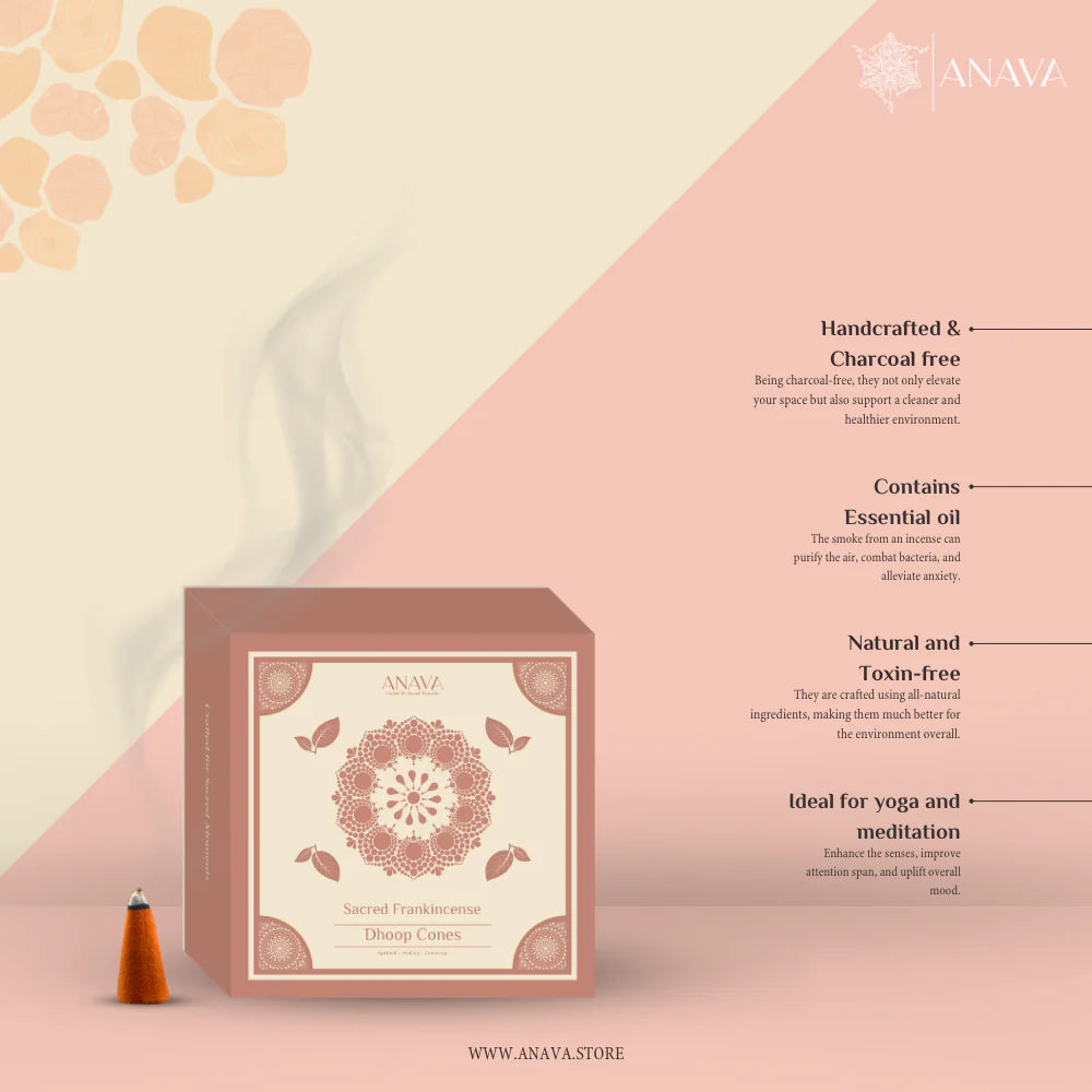 House of Anava Sacred Frankincense Dhoop Cones (Pack of 3)