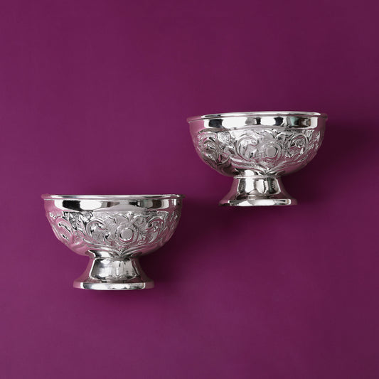 Purple Bird Silver Plated 'Bahaar' Nut Bowls (Two Bowls)