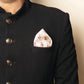 Purple Bird 'Kamal Buta' Twill Silk Pocket Square - Cream