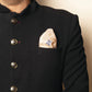 Purple Bird 'Mayur Vilas' Twill Silk Pocket Square - Cream and Blue Motif