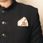 Purple Bird 'Mayur Vilas' Twill Silk Pocket Square - Cream and Maroon Motif