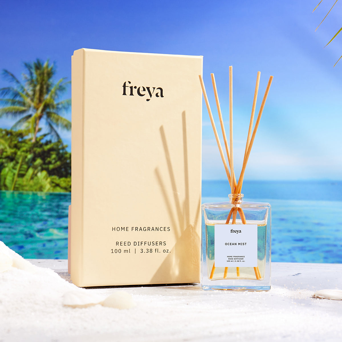 A popular home fragrance product that allows the aroma to diffuse continuously into the air throughout an entire room or area.  Create the right kind of feels around your home with our Fresh Ocean Mist Reed Diffuser. With the fragrances of white musk and oakmoss, this diffuser makes sure it creates a rejuvenating, fresh, and romantic atmosphere.