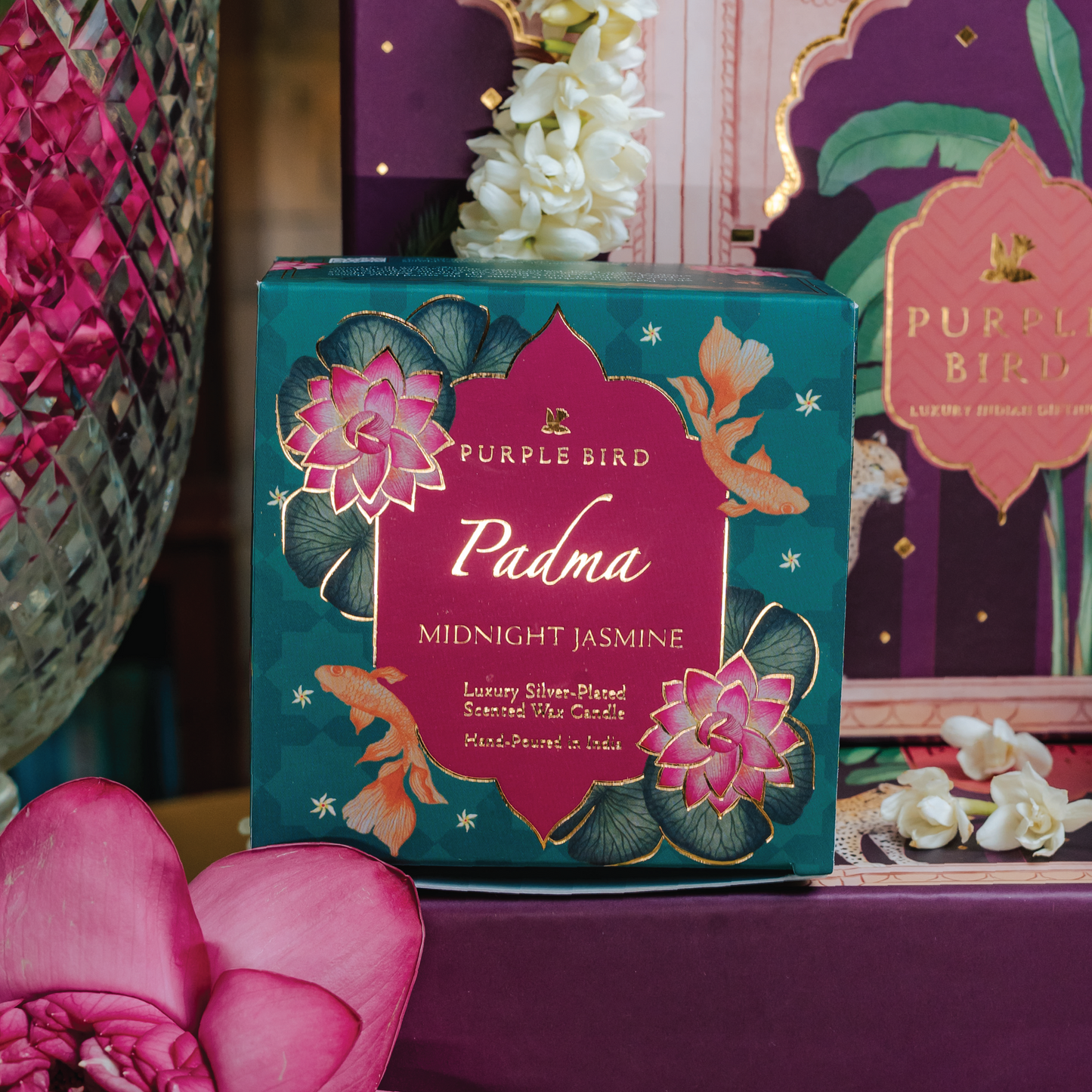 Purple Bird 'Padma' Silver Plated Candle (Midnight Jasmine)