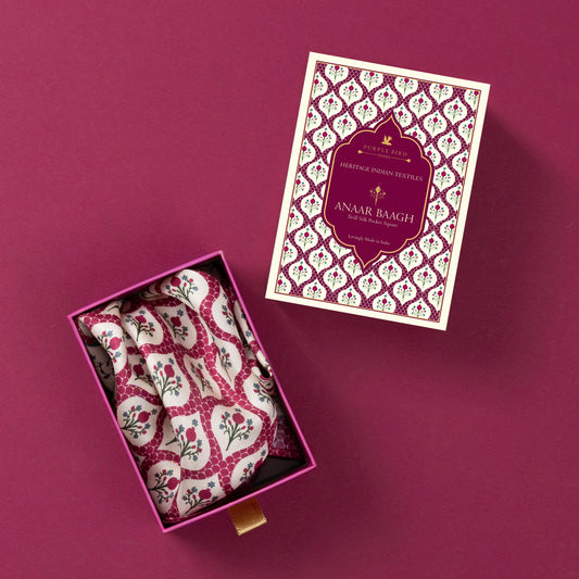 Purple Bird 'Anaar Baagh' Twill Silk Pocket Square - Laal