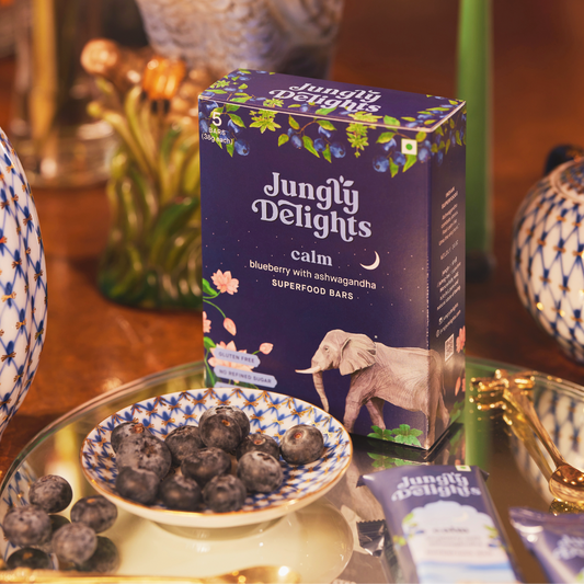 Jungly Delights Calm Superfood Bars with Blueberry & Ashwagandha (5 Bars)