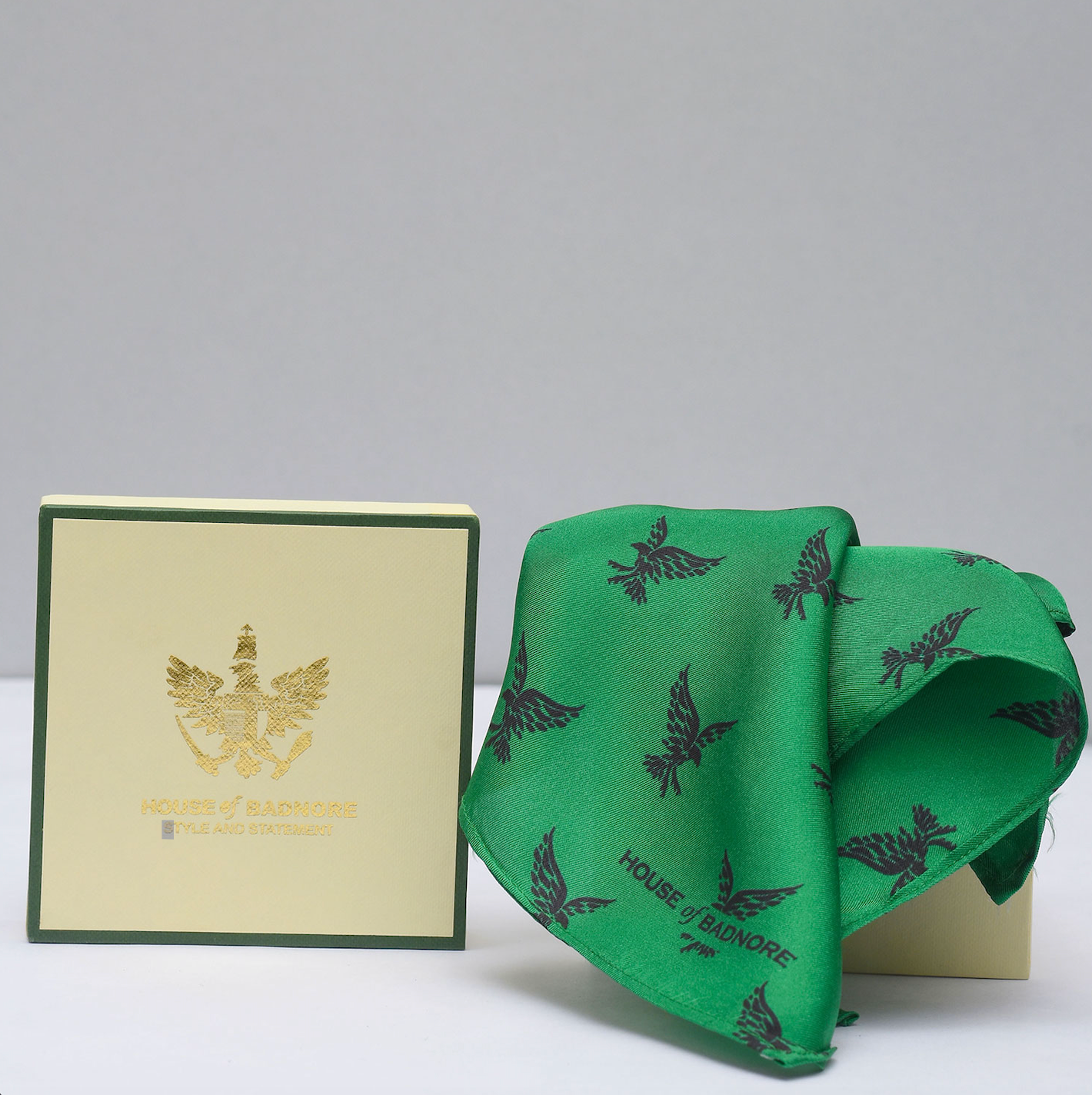 House of Badnore Eagle Pocket Square - Green