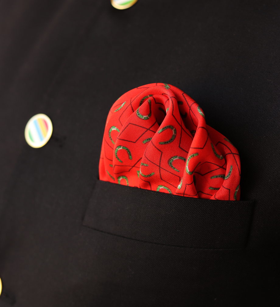 Khatu Red Orange Red Horse-Shoe Pocket Square