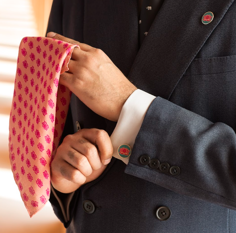 Khatu Pink Jaipur Lotus Pocket Square