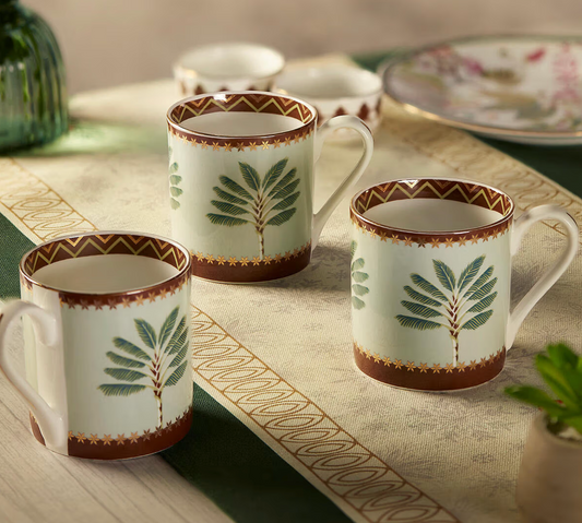 India Circus Grandeur Greens Mugs (Set of 6)