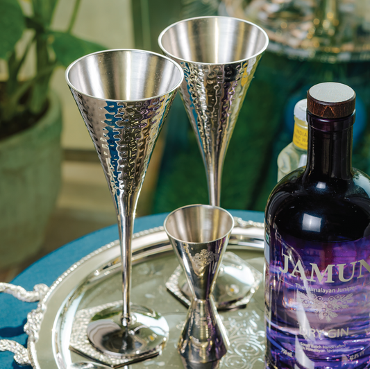 Purple Bird 'Jashn' Silver Plated Cocktail Glasses (Two Glasses)