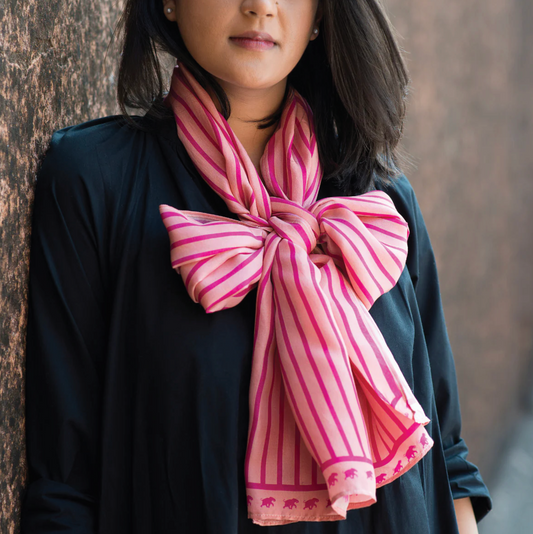Khatu Pink Stripes Stole
