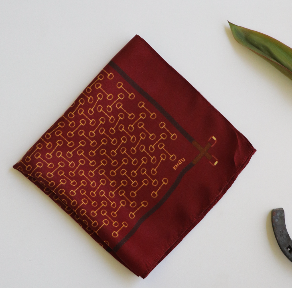 Khatu Maroon Snaffle Bit Pocket Square