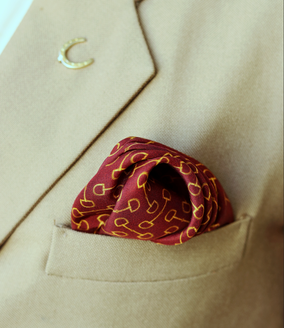 Khatu Maroon Snaffle Bit Pocket Square