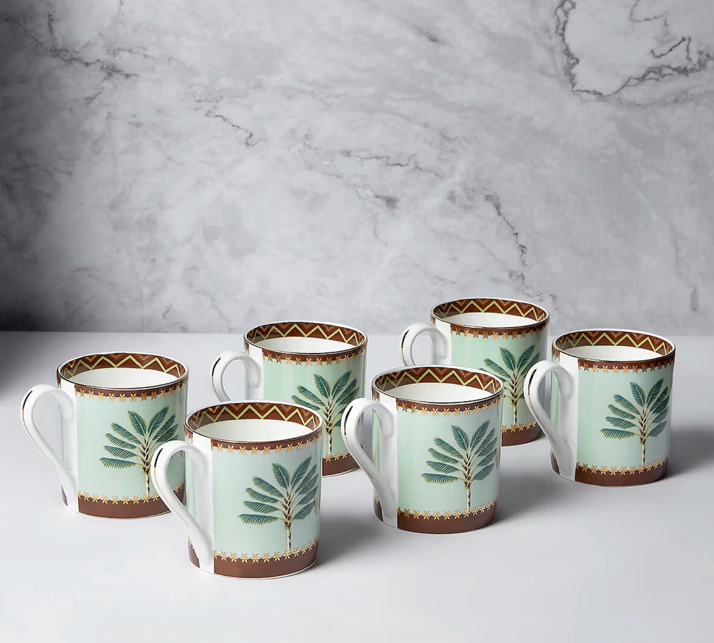 India Circus Grandeur Greens Mugs (Set of 6)