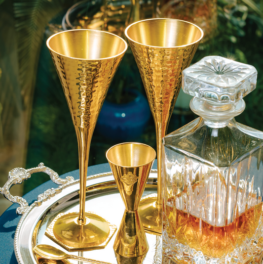 Purple Bird 'Utsav' Gold Plated Cocktail Glasses (Two Glasses)