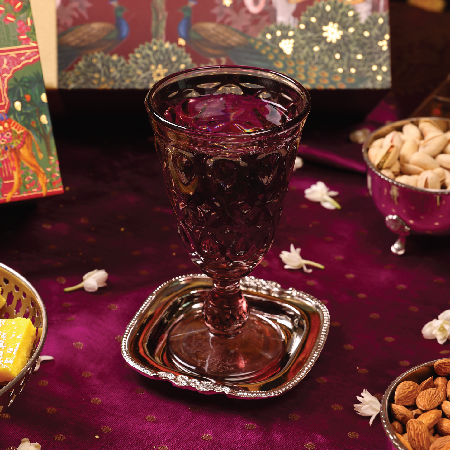 Purple Bird Mini 'Shobha' Silver Plated Coaster Tray/Jewelry Holder