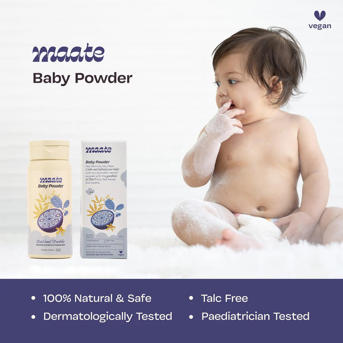 Maate Ayurvedic Baby Powder Talc Free (100g)