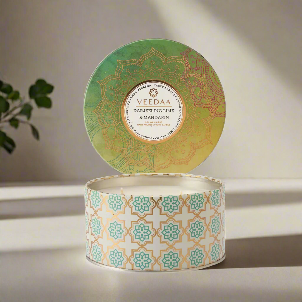 Veedaa Darjeeling Lime & Mandarin Three Wick Candle – Purple Bird ...