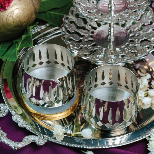 Purple Bird  Silver Plated 'Roshan' Votives (Set of 2)